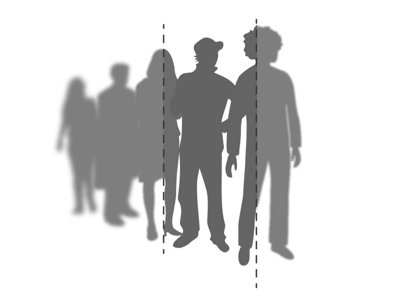 Illustration of  people in focus and out of focus